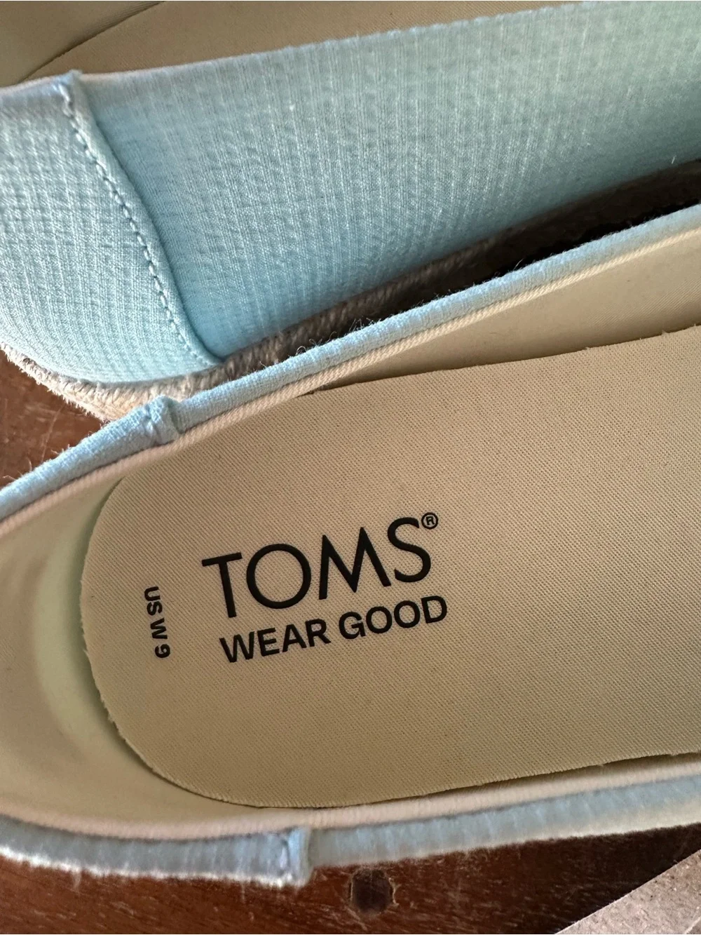 TOMS Alpargata light Mint Canvas Espadrille Slip-On Shoes size‎ 9 NWT